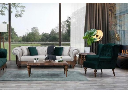 Klasická sedací souprava 3místná + stolička Chesterfield designový nábytek