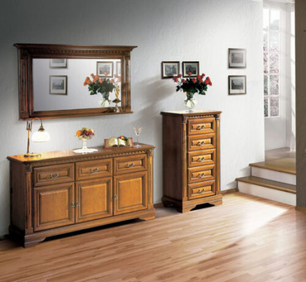 Komoda 160 cm s postarším stylím se zrcadlem nábytkem Komody Sideboard Dřevo.