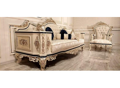 Chesterfield sofa set 3+1 luxury 2-piece. Fabric sofa living room