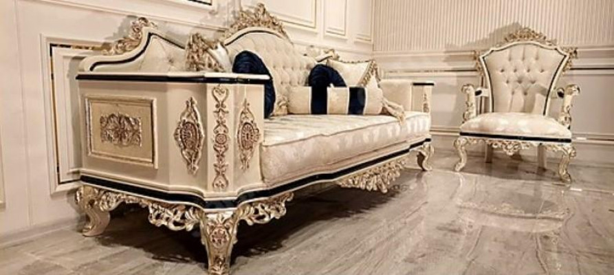 Chesterfield Sofa Pohovka 3m Pohovka Polstrovaný Nábytek Třísedák Bílý Nový