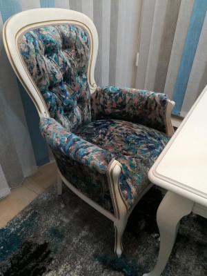 6x Stühle Set Křeslo Sedadlo Polstrování Garnitury Chesterfield Designové židle Zádové