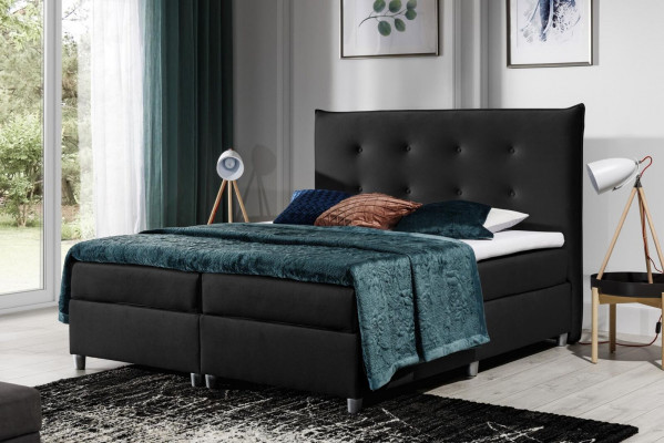 Postel Boxspring postel Manželská postel Polyesterová látka Rám postele 180x200 Nábytek