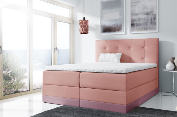 Manželská postel Růžová polstrovaná postel Postele Boxspring Postel Dvojlůžko s matrací Nové