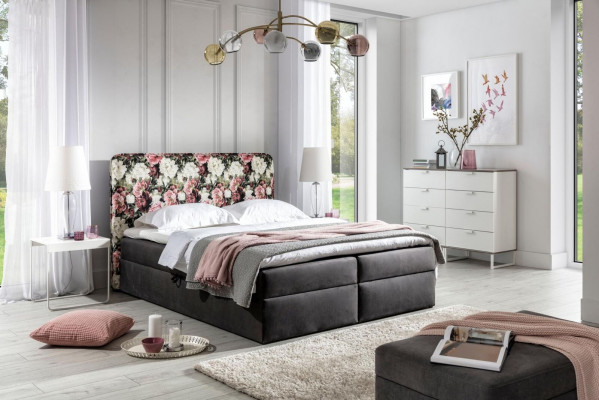 Postele Boxspringová postel Textilní Design Dvojitá Hotel Moderní Postel Ložnice Květiny