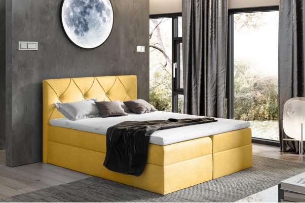 Moderní postel Ložnice postel 200x200 Boxspring lůžko Textil Design Dvojpostel