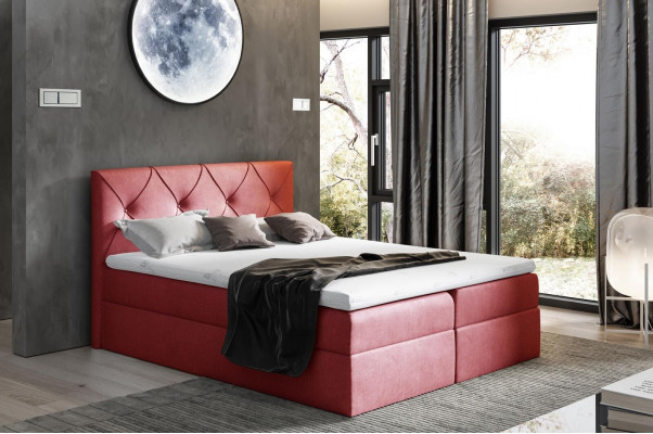 Moderní postel Ložnice postel 200x200 Boxspring lůžko Textil Design Dvojpostel