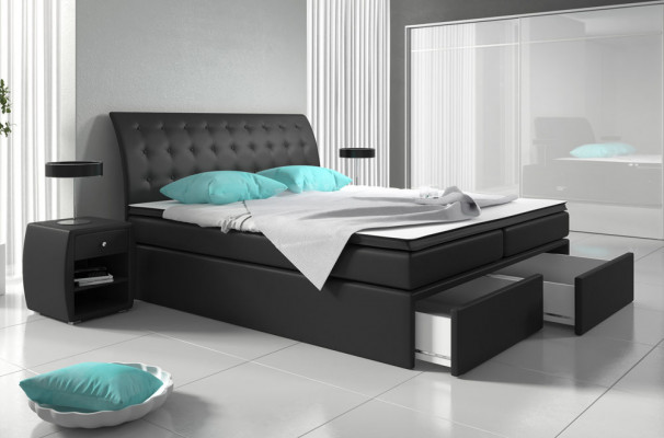Boxspring postel postele lůžko polštář umělá kůže designér hotel double luxury design.