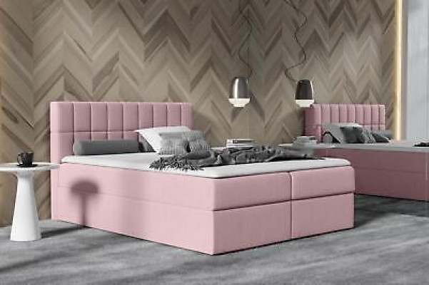 Růžová postel Závěsná postel Textil Moderní design se dvěma lůžky v hotelu s úložným prostorem