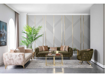 Luxus pohovka set 3 kusy Nábytek Pohovky Souprava Komplet Sada Tkaniny