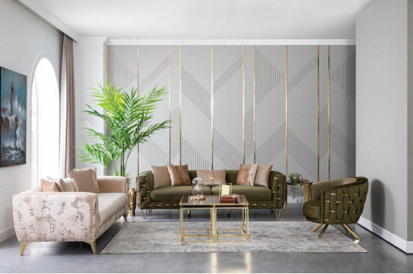 Křeslo Pohovka Potah Nábytek Třímístný Kovový xxl Sofa Velká Pohovka Nová