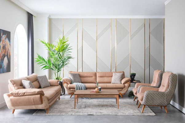 Sofa Set Pohovka Sofa Skupiny Čalouněný Nábytek Sedací Souprava 4 dílný Set Čalounění