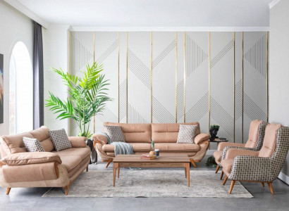 Sofa Set Pohovka Sofa Skupiny Čalouněný Nábytek Sedací Souprava 4 dílný Set Čalounění