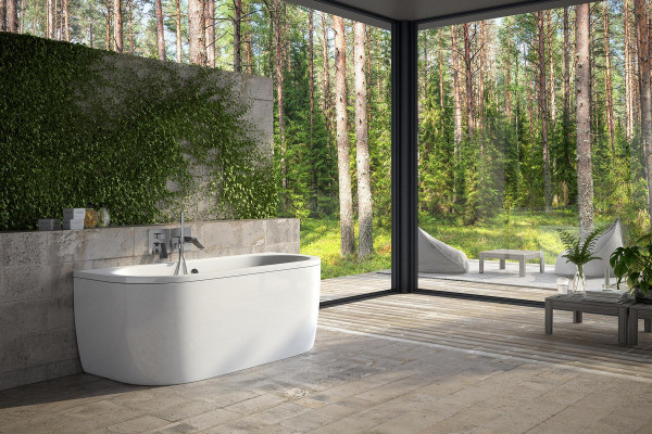 Obdélníková designová kulatá bílá moderní vana.