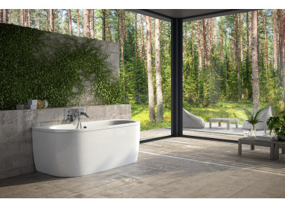 Obdélníková designová kulatá bílá moderní vana.