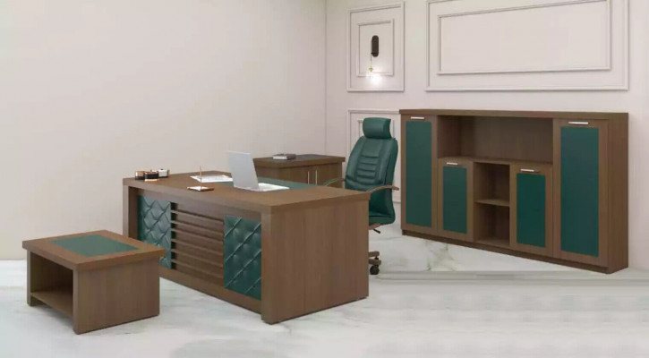 Hnědá kancelářská sestava Luxus Office nábytek Psací stůl Designový nábytek 4 dílná