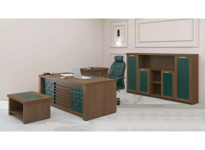 Hnědá kancelářská sestava Luxus Office nábytek Psací stůl Designový nábytek 4 dílná