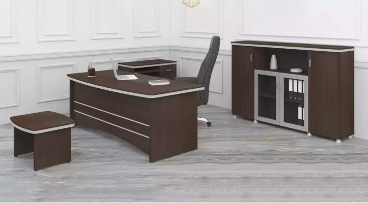 Moderní kancelářská sestava Stůl Skříň Konferenční stolek Kompletní 4-dílná