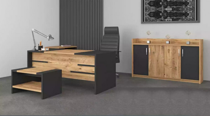 Kancelářský nábytek Sada kancelářského nábytku Psací stůl Skříň Styl Moderní Nový 4 ks.
