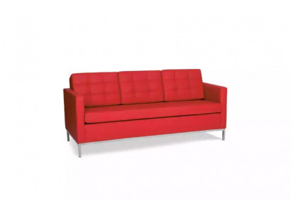 Červená třímístná moderní luxusní pohovka s čalouněním z textilu.