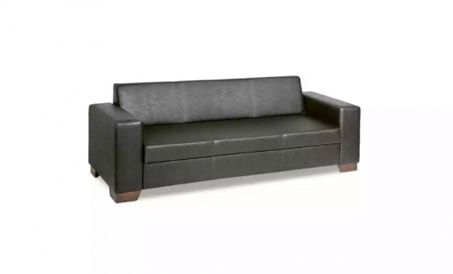 Černá kancelářská pohovka se třemi sedadly Luxus Couch pro pracovní místnost - potahová sedací souprava.