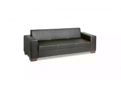 Černá kancelářská pohovka se třemi sedadly Luxus Couch pro pracovní místnost - potahová sedací souprava.