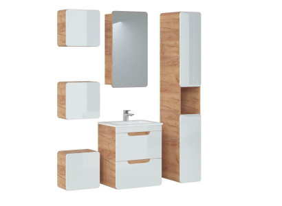 Design koupelnový nábytek Koupelna 6dílná sestava Dekorativní skříň Umývadlo