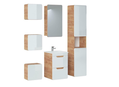 Design koupelnový nábytek skupina koupelna 6dílný set sestava skříň umyvadlo dřevo