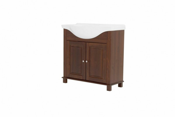 Nábytek do koupelny umyvadlo v antickém stylu s umyvadlem a skříní venkovského domu.