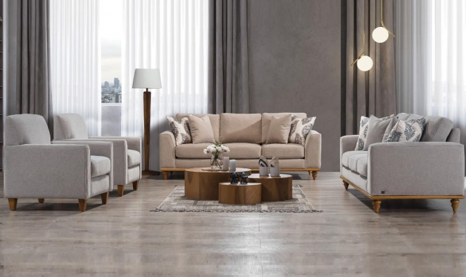 Obývací pokoj Set 4 díly 2x Pohovka třísedák Design 2x Křeslo Moderní Nový Nábytek