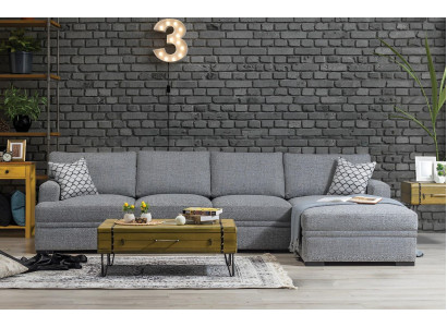 Sofa L-tvar Styl Moderní Šedé Rozkládací sedací souprava Obývací pokoj Nábytek Design Zařízení