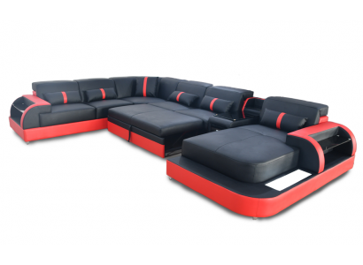 Multifunkční pohovka gauč Wohnlandschaft Couchen potah Sedací soupravy LED funkcí postele