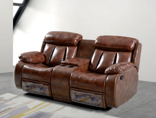 Sofa 2 sedadla Pohovka Potahu Designér Relaxační funkce Obývací pokoj Hnědá Nová