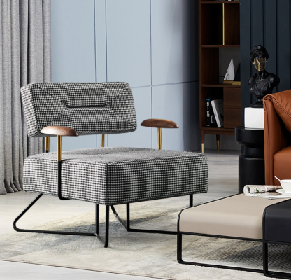 Křeslo židle čalounění televizní textil dřevo tkanina design salonek klub relax