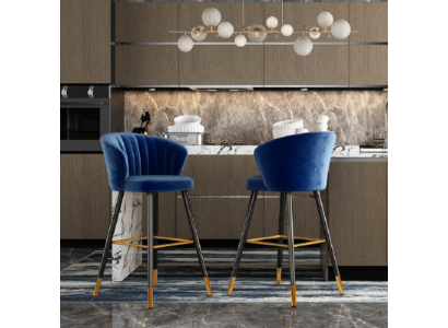 Barový stolička Modrý Samet Design Bary Stoličky Bar Nový