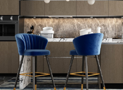 Barový stolička Modrý Samet Design Bary Stoličky Bar Nový