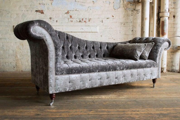 Šedá pohovka Chesterfield Sofa Potah 3-sedadlová Pohovka Sada Pohovky Nová