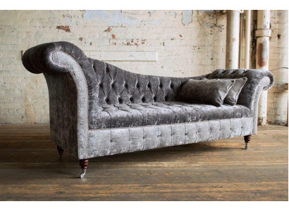 Šedá pohovka Chesterfield Sofa Potah 3-sedadlová Pohovka Sada Pohovky Nová
