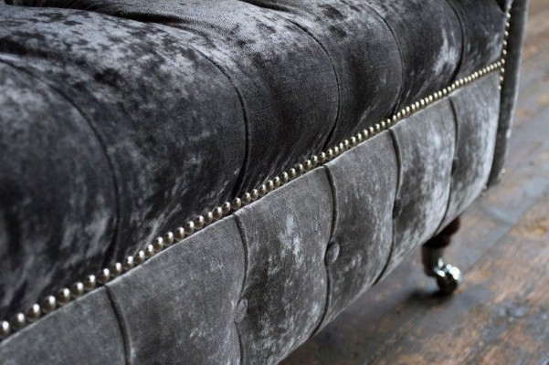 Šedá pohovka Chesterfield Sofa Potah 3-sedadlová Pohovka Sada Pohovky Nová