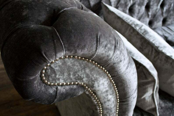Šedá pohovka Chesterfield Sofa Potah 3-sedadlová Pohovka Sada Pohovky Nová