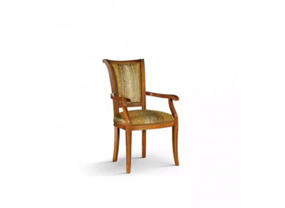 Jídelní židle Art déco s područkou, design textilu luxusní hnědá.