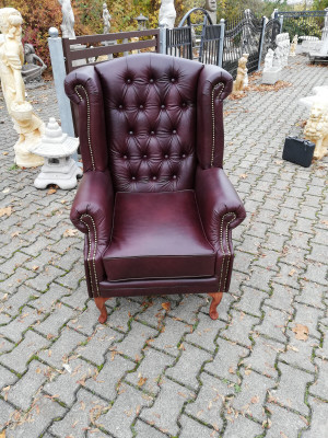 Křeslo Ušák Chesterfield Židle Sedadlo Čalounění Pohovka Lounge Pravá kůže Nové!