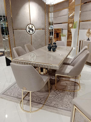 Luxus stůl Beige nerezové stoly Italský design Jídelní stoly Jídelní stůl Nový