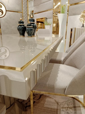 Luxus stůl Beige nerezové stoly Italský design Jídelní stoly Jídelní stůl Nový