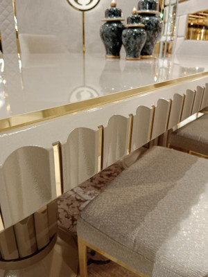 Luxus stůl Beige nerezové stoly Italský design Jídelní stoly Jídelní stůl Nový