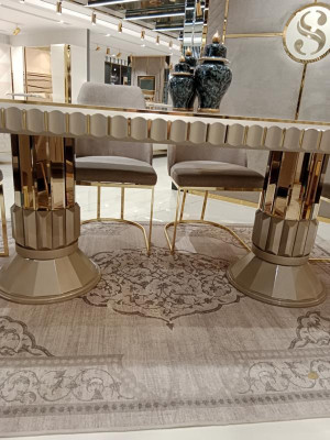Luxus stůl Beige nerezové stoly Italský design Jídelní stoly Jídelní stůl Nový
