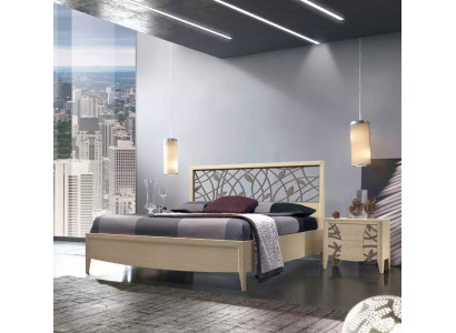 Postel 2x noční stolek ložnice Design 3 dílný komplet Set Nový béžový