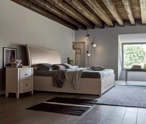 Postel 2x noční stolky Luxus Kompletní ložnice Set nábytek šedá 3 díly