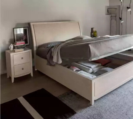 Postel 2x noční stolky Luxus Kompletní ložnice Set nábytek šedá 3 díly