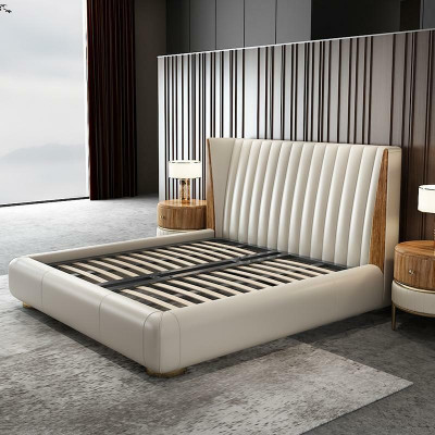 Designer Italský nábytek Postel Dvojlůžko Ložnice 150x200cm Postele Kůže Nový