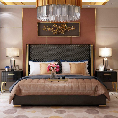 Designer Polsterbett Bett Betten Stoff Holz Luxus Ehebett 180x200cm Doppelbett  Designerová manželská postel s látkovým čalouněním a dřevěným rámem luxusní rozměrů 180x200 cm.